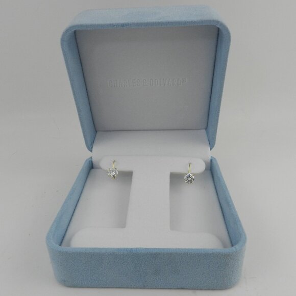 Charles & Colvard Moissanite Earrings (2 ct. t.w. Diamond  ) 14K Yellow Gold - Picture 3 of 5